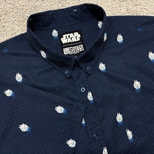 RSVLTS Shirt Star Wars Millennium Falcon Button Down AOP Navy Blue Mens 4XL